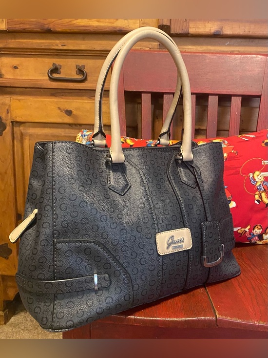 Guess Handbags - Guess Monogram Satchel Bag Y2K Charcoal Black Beige Top Handle